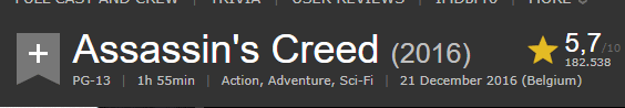 assassin's creed imdb rating