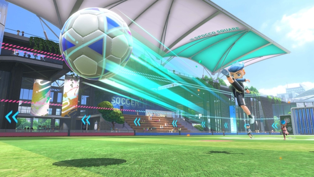 Afbeelding van de voetbal minigame in Nintendo Switch Sports.
