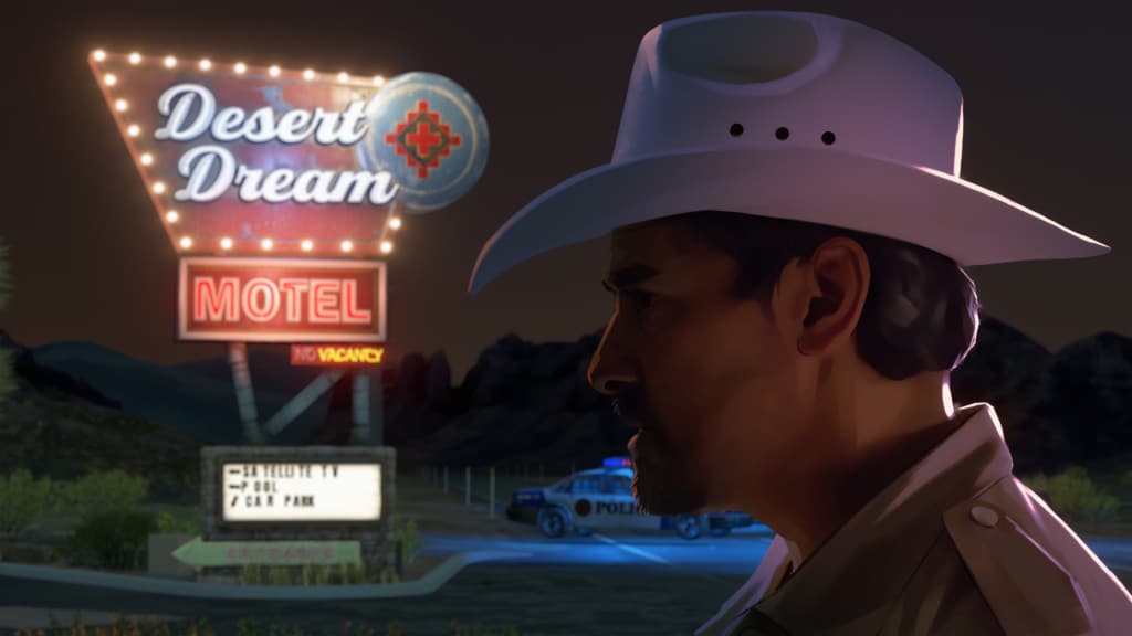 as dusk falls desert dream motel